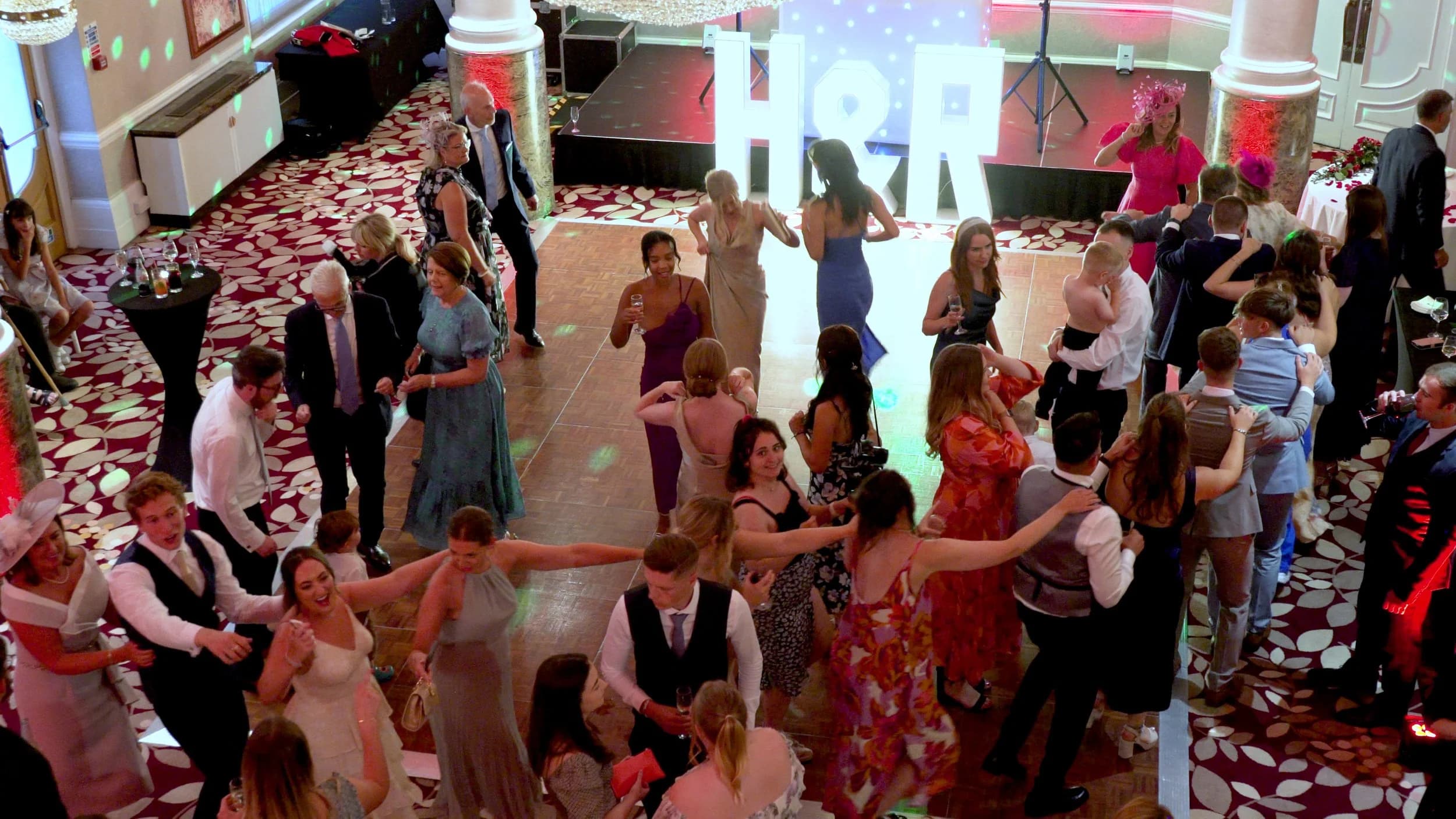 Wedding reception dance floor captured from above